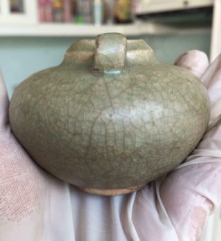 Small antique chinese Song Longquan Celadon Crackle Glaze Porcelain Jarlet 2