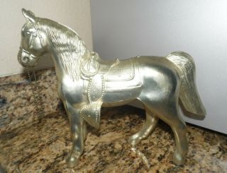 Vintage Bronze/brass Metal Horse Gold Color Large 10 " Tl Co Fair Carnival Prize