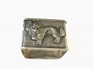 Antique Chinese Silver Square Dragon Bamboo Napkin Ring Stamped 34g