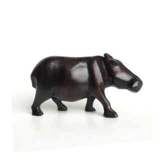 Hand Carved Dark Wood Hippopotamus Hippo Sculpture Wooden African Art Figurine