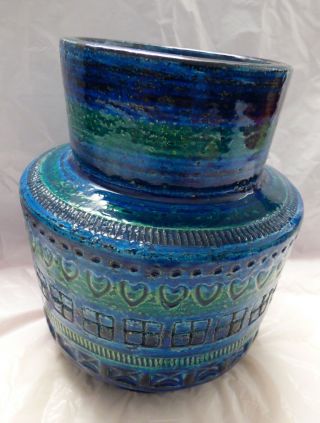 ° Bitossi Vase Vintage Flavia Montelupo Rimini Blue Vase Italy 712 Mid Century