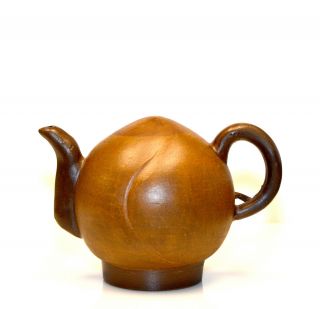 Chinese Mystery Fill From Bottom Yixing Zisha Purple Clay Ceramic Peach Teapot 2