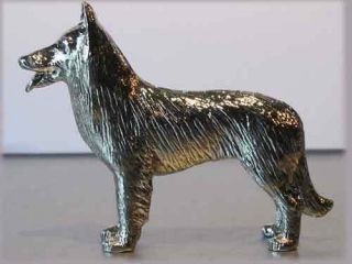 Belgian Shepherd Sheepdog Nickel Silver Figurine Statue Model