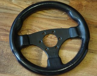 Vintage Raid Hp 17 Black Leather 3 Spoke Sports Steering Wheel 300mm Kba 70219