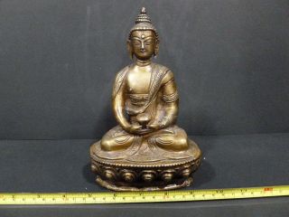 Old Antique Tibet Gorgeous Bronze Buddah Statue (heavy One) 8 " H X 5 " W 7166