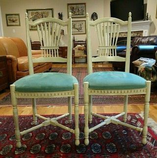 Wheat Sheaf Dining Chairs French Country Antique Look Cushioned Seat Set Of 2