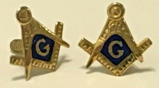 14k Yellow Gold Masonic Freemasons Tie Tack Screw Post Lapel Pin - No Backs