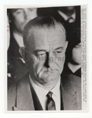 Lyndon B.  Johnson - John F.  Kennedy Assassination - Vintage Wire Service Photo
