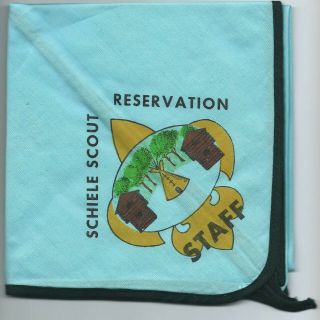 1960s - 70s Schiele Scout Reservation Staff Neckerchief,  Blue,  Piedmont Counci,  Nc