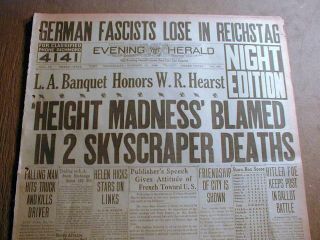 1930 Headline Newspaper Nazi Leader Hitler Begins His Rise To Power In Germany