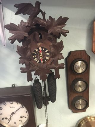 Vintage Schmeckenbecher Rugla Cuckoo Clock Hand Carved Bird Black Forest Germany