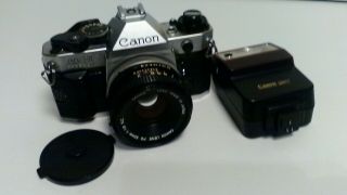 Vintage Canon Ae - 1 Program Film Camera W/ Canon Fd 50mm 1 : 1.  8 Lens & Flash