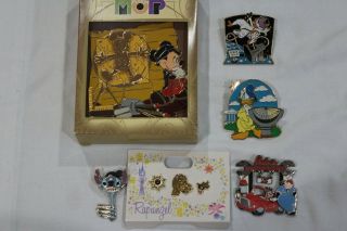 Wdw Disney Mop Museum Of Pin - Tiquities Jumbo Gift Pin & 4 Htf Event Pins