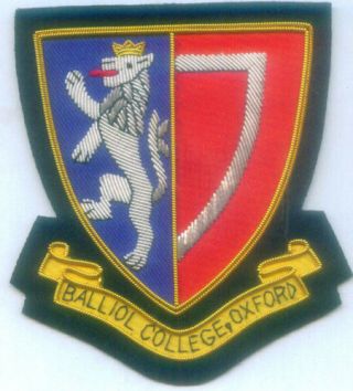 Uk Balliol College School Class Reunion Alma Mater Arms Crest Seal Patch Edu