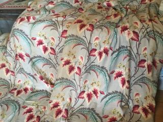 Lovely Pr Vintage Barkcloth Drapes Curtain Fabric Tropical Floral Leaf Lined