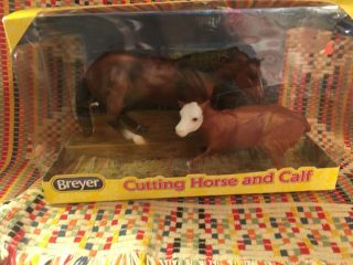 Breyer Cutting Horse & Calf 61091 Western Rodeo Classic Model Horse 1:12 Set