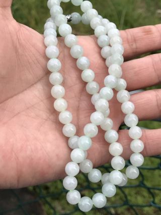 100 Natural Burmese Jadeite Jade Beaded Necklace Grade A 67786