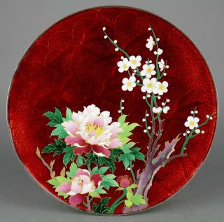 Fine Old Japanese Cloisonne Enamel Floral Dish Plate