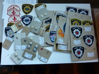 Assortment Old Stock Canadian Fire Department Shoulder Patches,  Etc