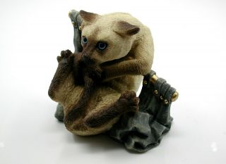 Vintage Hand Painted Siamese Cat Figurine – Hanging From Curtain