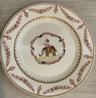 Chinese Export Porcelain Plate “elephant And Mahout 