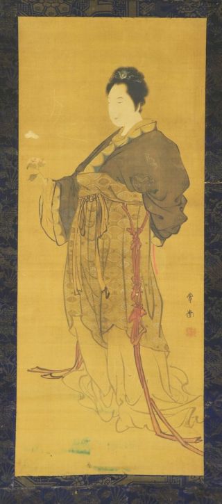 Japanese Hanging Scroll Art Painting " Queen Mother Of The West " E3251