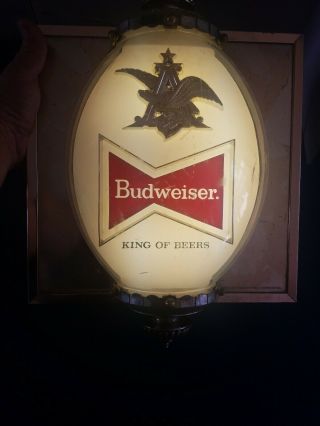 Vtg 1950s Budweiser Beer Light Up Wall Sconce Sign Eagle Anheuser Busch