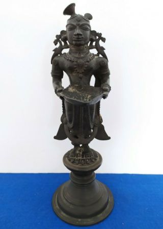 Antique Indian Hindu Bronze Deepa Lakshmi Votive Oil Burning Lamp