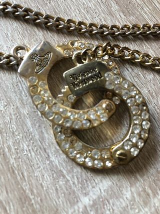 Vivienne Westwood Necklace Handcuff Links Crystal Set Gold Tone Vintage