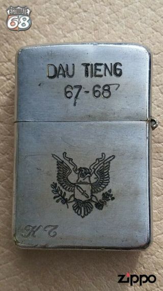 Vintage Zippo Petrol Lighter Vietnam War Dau Tieng 67 - 68