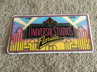 Vintage Universal Studios Florida Souvenir License Plate Metal Rare