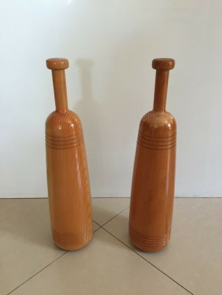 Wooden Exercise Clubs Persian Meels,  Indian Clubs 1 Pair Natural Color