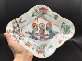 Antique Chinese Famille Rose Footed Dish