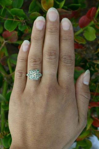 Vintage Victorian Filigree Engagement Ring 14K White Gold Over 2.  3 Ct Diamond 3