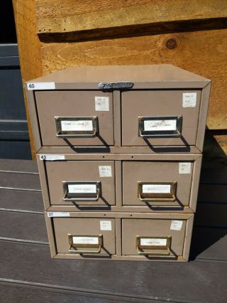 Vintage Metal Steelmaster 6 - Drawer Stackable Library Index Card File Cabinet