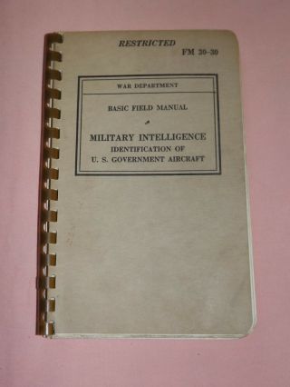 Vintage Book 1941 Wwii Military Intelligence Us Army Id Of Aircraft