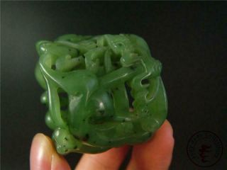 Old Chinese Spinach Green Nephrite Jade Carved Archer 