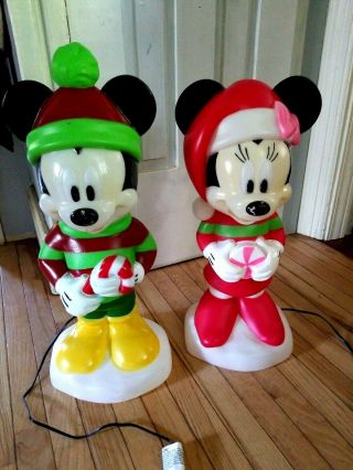 22 " Mickey & Minnie Mouse Christmas Blow Mold Yard Light Decor 2019 Gemmy