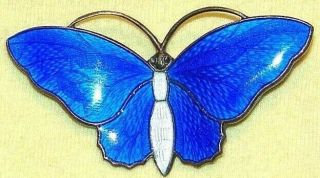Vintage Sterling Silver Enamel Butterfly Pin Brooch Signed: Norway Sterling 925