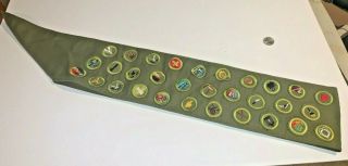 Vintage Bsa Boy Scout Sash 31 Merit Badges,  Lifesaving,  Rank Badges - 1950 