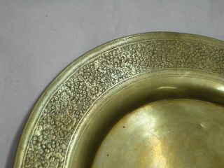 Korean Or Chinese Antique Brass Plate Engraved With Flowers Ming - Ching 20cm