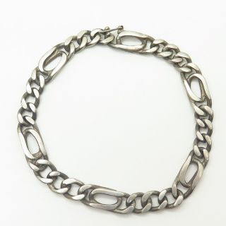 Vtg 925 Sterling Silver Thick Men ' s Figaro Link Bracelet 8 1/4 