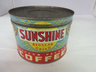Vintage Sunshine Coffee Tin Can Advertising 985 - Q