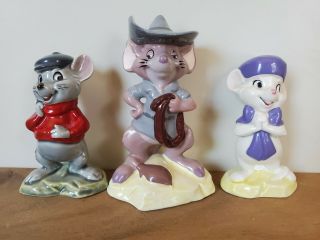 Disney The Rescuers Down Under Ceramic Figurines Japan: Bianca,  Bernard,  Jake