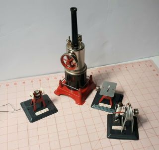 Vintage Marx Vertical Steam Engine And 3 Accessories Kit With Boxes
