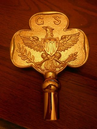 Vtg Girl Scouts Of America Solid Brass Bsa Flag Pole Topper Finial Eagle 6 1/2