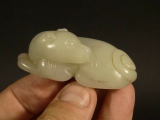 Antique Chinese Pale Celadon Jade Figure Of A Dog