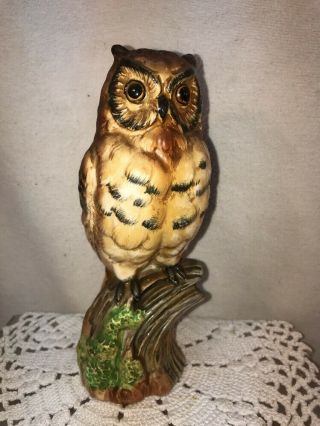 Vtg 40 - 50’s Japan Pottery Art Wise Old Great Horned Owl Figurine Detailed