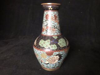 Antique Chinese Cloisonne Crane Vase.  5.  1/4 "