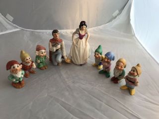 Goebel Hummel Walt Disney Productions Snow White,  Prince And 7 Dwarfs Figurines